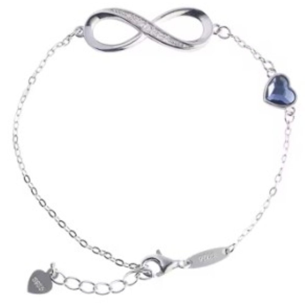 S925 Infinity Heart Symbol Charm Link Bracelet NEW